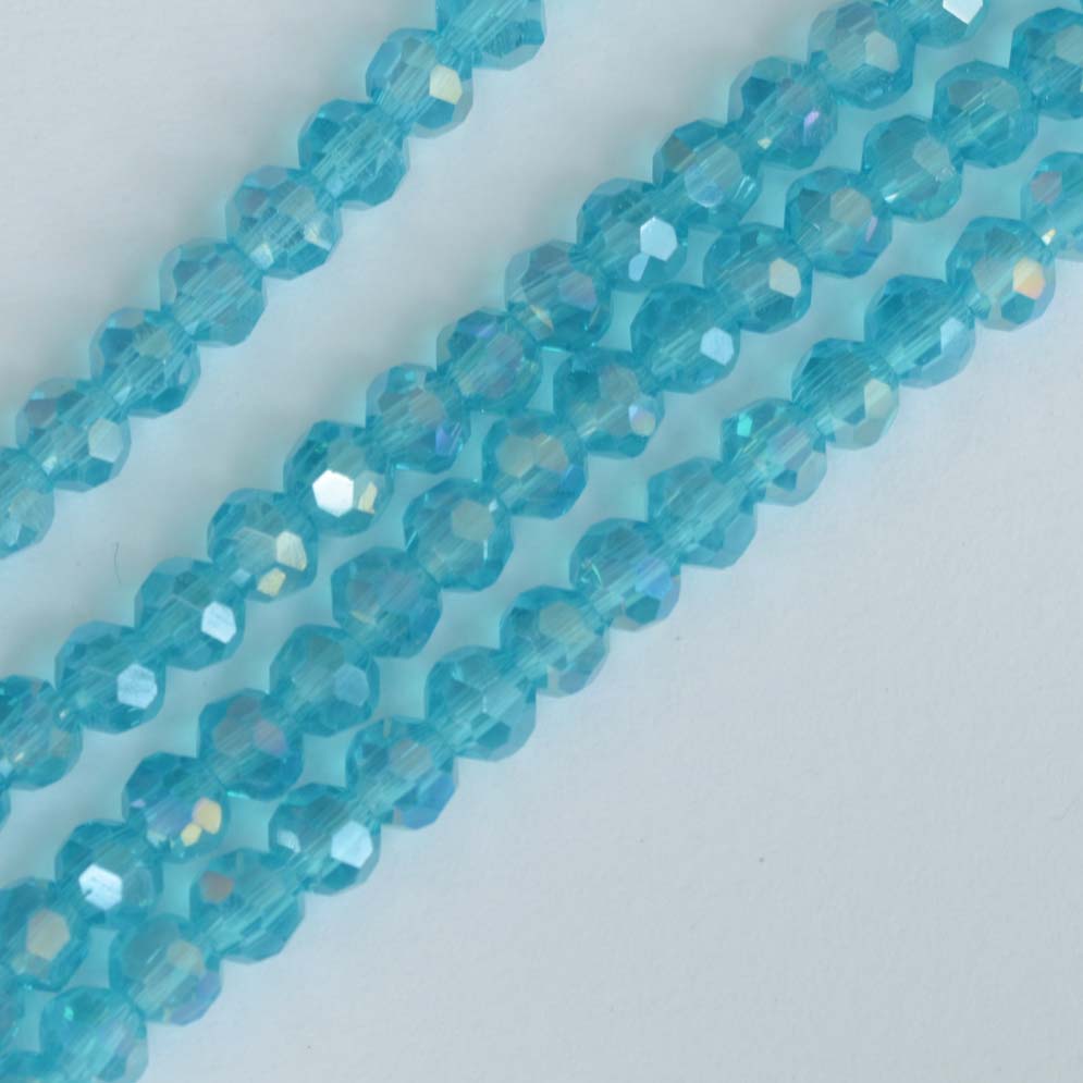 Crystal Faceted Round Blue 3 mm Aqua AB Chinese Bead x 200 - jewelbeads4