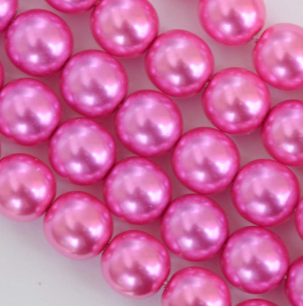 Glass Pearl Round Pink 2 3 4 8 mm Hot Pink 24276 Czech Beads - jewelbeads4