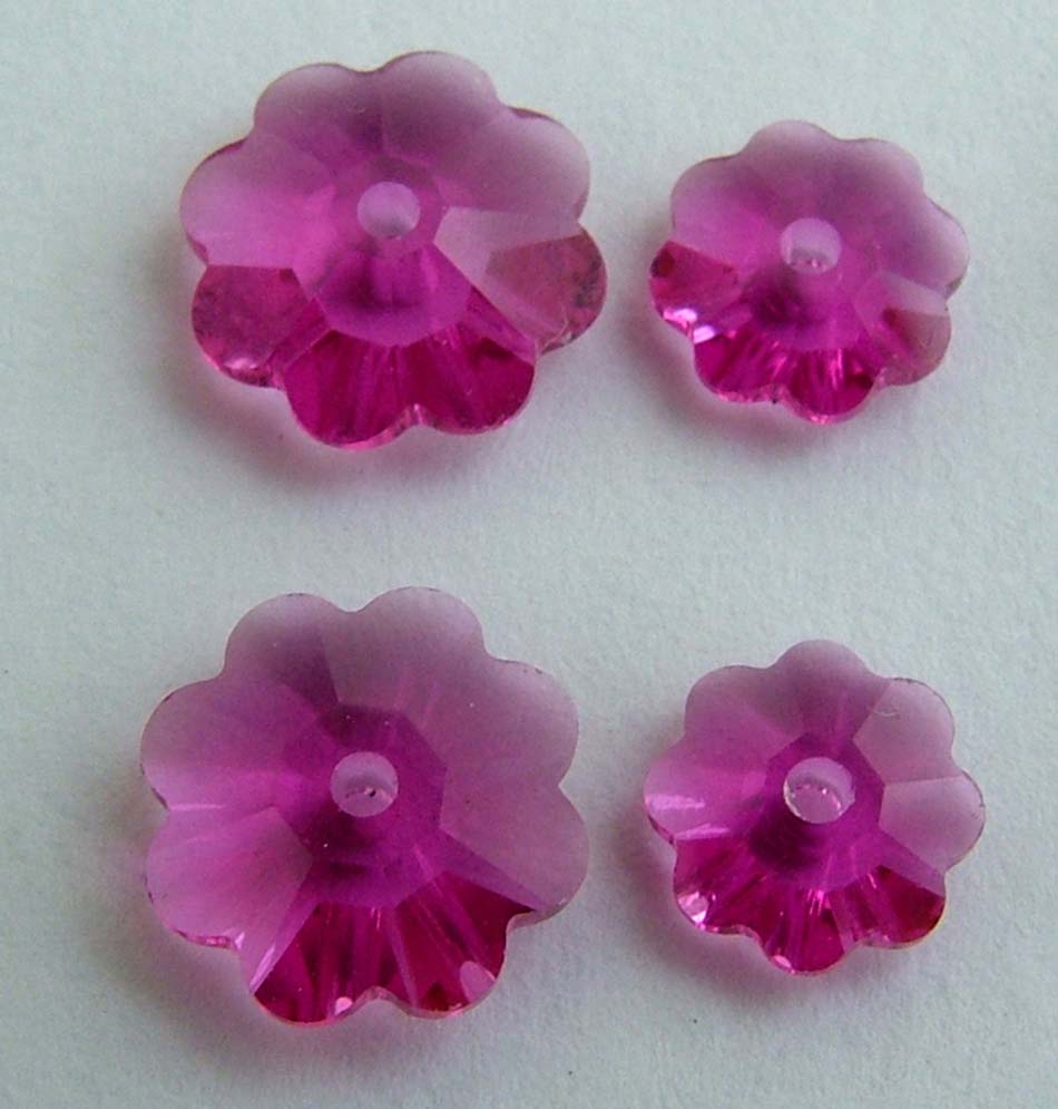 Swarovski Margarita Flower Pink Fuchsia 6mm 8mm - jewelbeads4