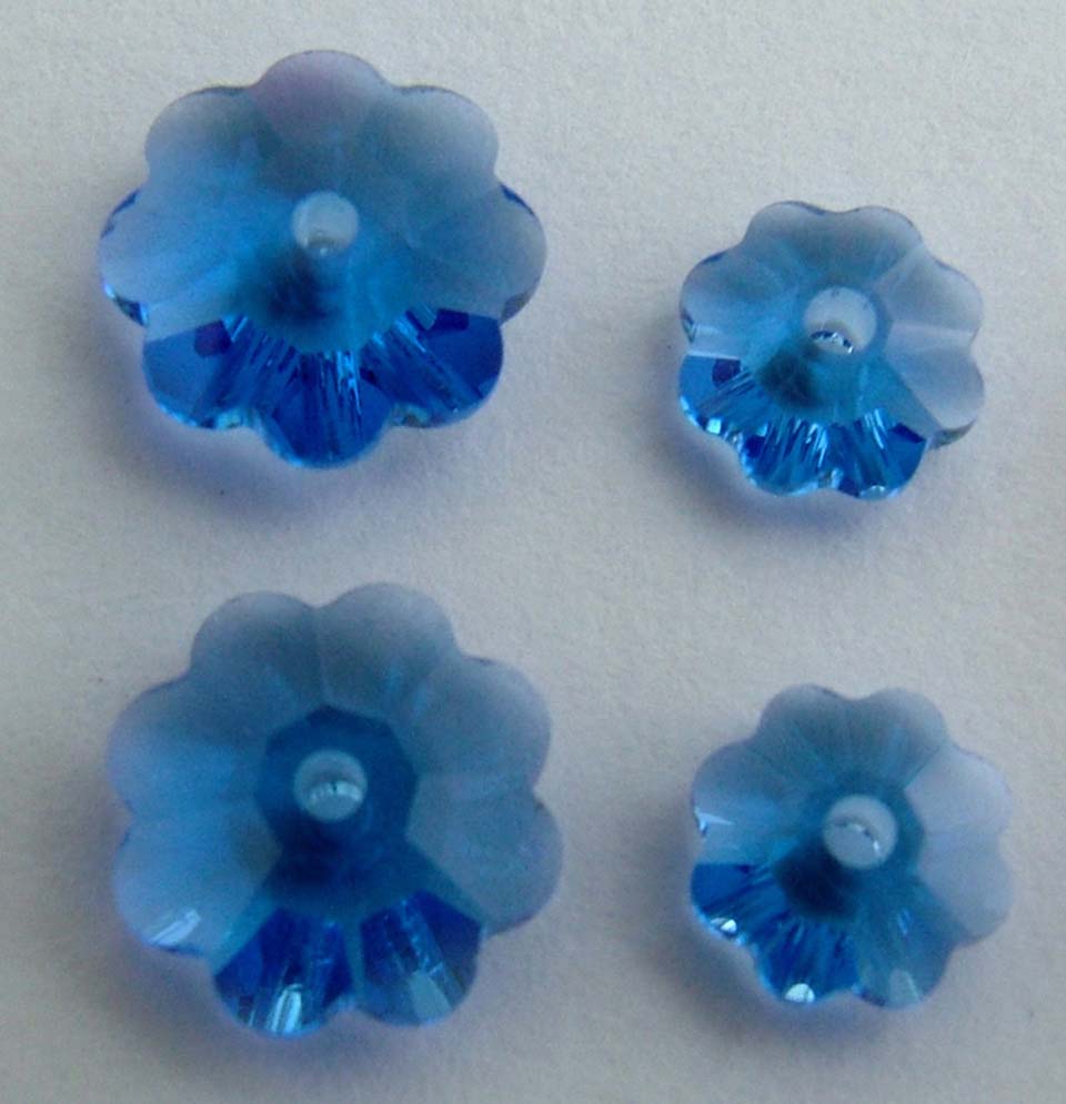 Swarovski Margarita Flower Blue Sapphire 6mm 8mm - jewelbeads4