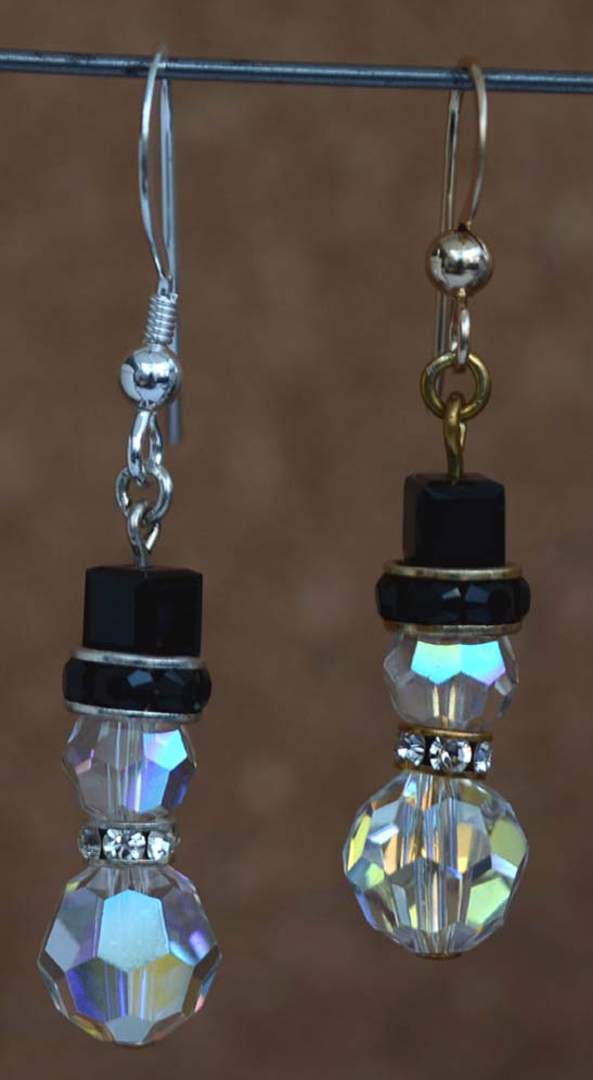 crystal snowman earrings